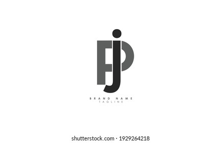 Letras alfabéticas Iniciales Logotipo Monograma PJ, JP, P y J
