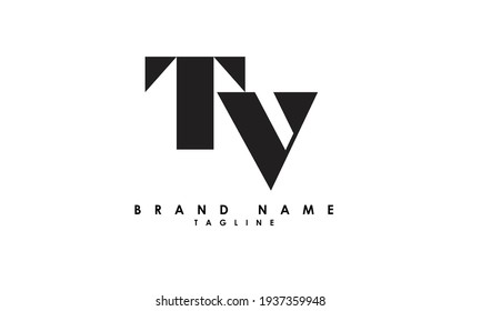Letras alfabéticas Iniciales logotipo TV, VT, T y V