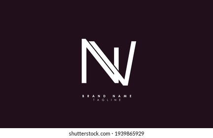 Alphabet letters Initials Monogram logo NV, VN, N and V