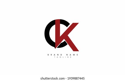 Letras alfabéticas Iniciales Logotipo Monograma CK, KC, C y K