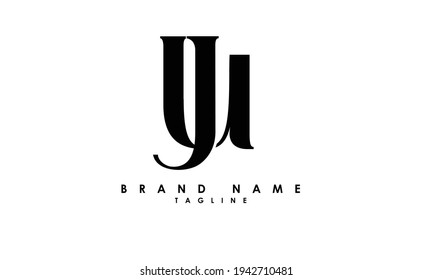 Alphabet letters Initials Monogram logo YU, UY, Y and U