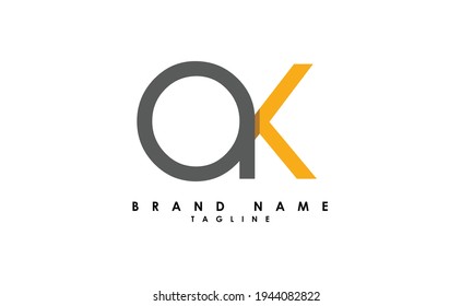 Letras alfabéticas Iniciales Logotipo Monograma AK, KA, A y K