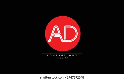 Letras alfabéticas Iniciales logotipo de monograma AD, DA, A y D