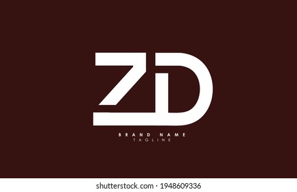Lettres alphabétiques Initiales Logo monographique ZD, DZ, Z et D