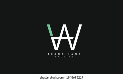 Letras alfabéticas Iniciales logotipo de monograma WA, AW, W y A