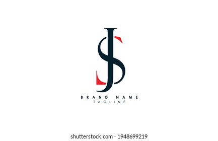 Letras alfabéticas Logo del primer monograma JS, SJ, J y S