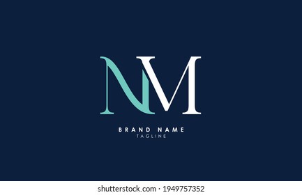 Alphabet letters Initials Monogram logo NM, MN, N and M