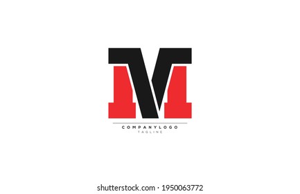 Letras alfabéticas Iniciales Logotipo Monograma MV, VM, M y V