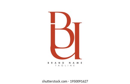 Alphabet letters Initials Monogram logo BU, UB, B and U