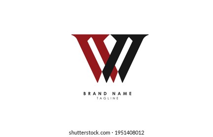 Letras alfabéticas Iniciales Logo Monograma WW, W y W