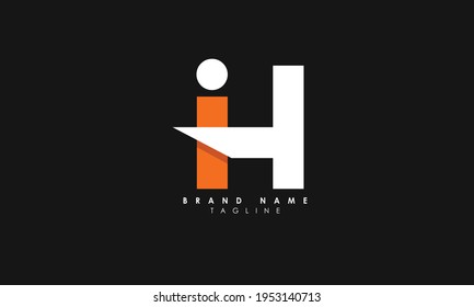Alphabet letters Initials Monogram logo IH, HI, I and H