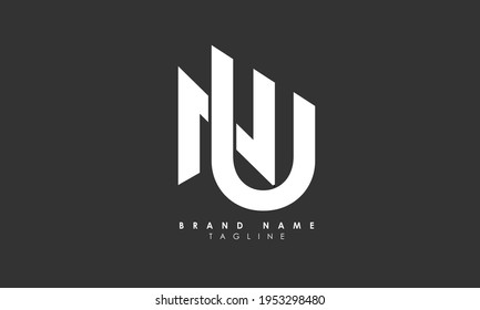 Alphabet letters Initials Monogram logo NU, UN, N and U