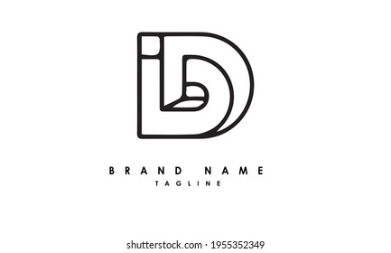 Alphabet letters Initials Monogram logo ID, DI, I and D