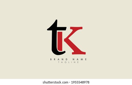 Alphabet letters Initials Monogram logo TK, KT, T and K
