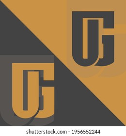 Letras alfabéticas Iniciales Logo monograma ug, gu, u y g