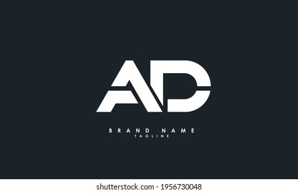 Letras alfabéticas Iniciales logotipo de monograma AD, DA, A y D