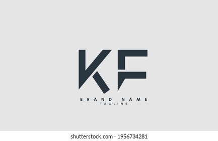 Letras alfabéticas Iniciales Monograma KF, FK, K y F