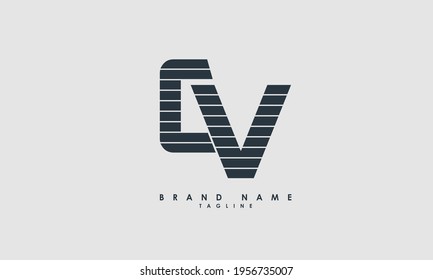 Letras alfabéticas Iniciales Logo Monograma CV, VC, C y V