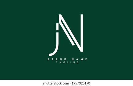 Alphabet letters Initials Monogram logo jn, NJ, J and N