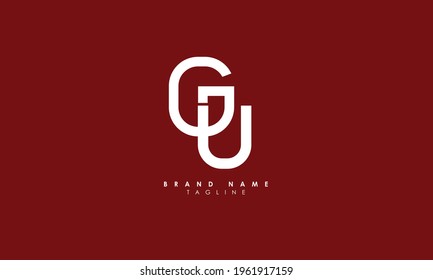 Letras alfabéticas Iniciales Logotipo Monograma GU, UG, G y U