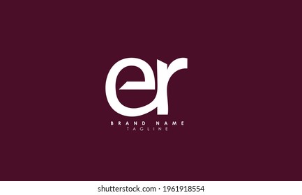Alphabet letters Initials Monogram logo ER, RE, E and R