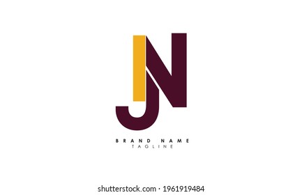 Alphabet letters Initials Monogram logo JN, NJ, J and N