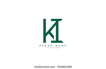 Alphabet letters Initials Monogram logo KI, IK, K and I