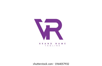 Letras alfabéticas Iniciales Logotipo Monograma vr, RV, V y R