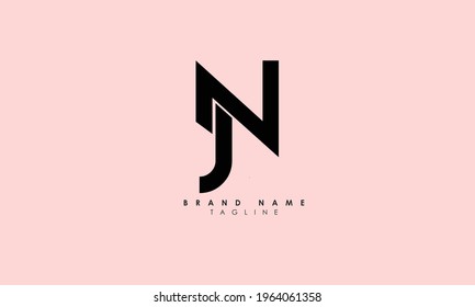 Alphabet letters Initials Monogram logo JN, NJ, J and N