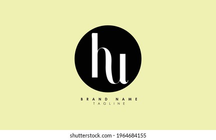 Letras alfabéticas Iniciales Logotipo Monograma HU, UH, H y U