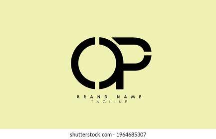 Alphabet letters Initials Monogram logo OP, PO, O and P