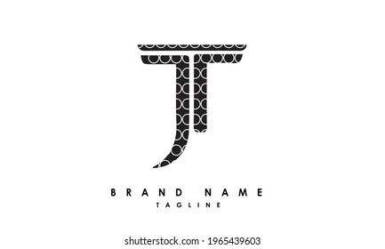Letras alfabéticas Iniciales Logotipo Monograma JT, TJ, J y T