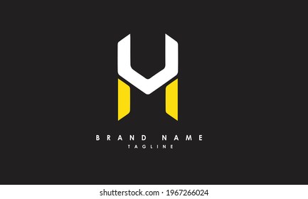 Letras alfabéticas Iniciales Logotipo Monograma UH, HU, U y H