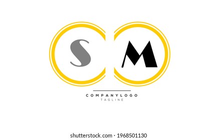 Alphabet letters Initials Monogram logo SM, SM INITIAL, SM letter
