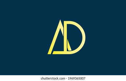 Letras alfabéticas Iniciales logotipo de monograma AD, DA, A y D