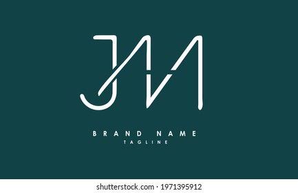 Alphabet letters or Initials. Monogram logo JM, J and M
