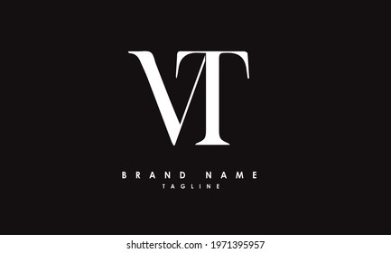 Alphabet letters or Initials. Monogram logo VT, V and T
