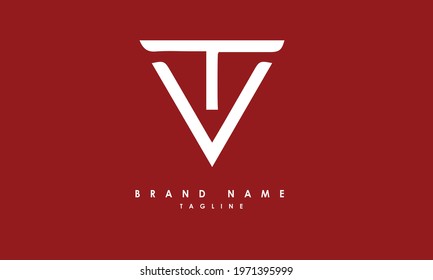Alphabet letters or Initials. Monogram logo VT, TV, V and T