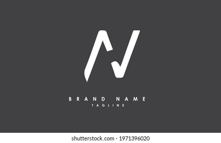 Alphabet letters or Initials. Monogram logo NV,, N and V
