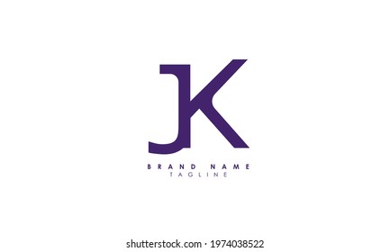 Alphabet letters Initials Monogram logo JK, KJ, J and K