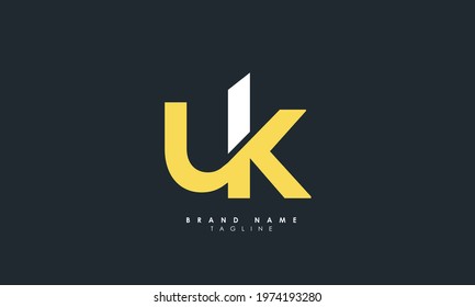 Alphabet letters Initials Monogram logo UK, KU, U and K