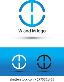 Alphabet letters Initials Monogram logo WM, MW, W, and M in circles