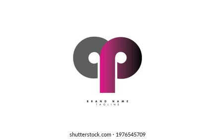 Alphabet letters Initials Monogram logo OP, PO,O and P