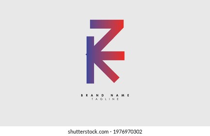 Alphabet letters Initials Monogram logo ZK, KZ, Z and k