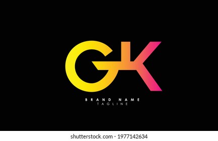 Alphabet letters Initials Monogram logo GK, KG, K and G