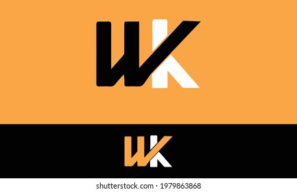 Letras alfabéticas Iniciales Logotipo Monograma WK, KW, W y K