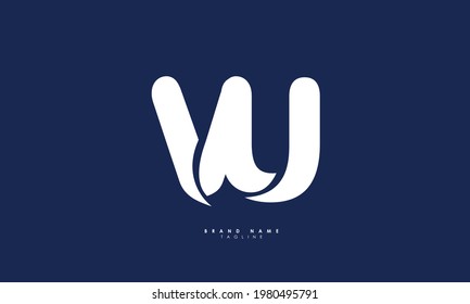 Letras alfabéticas Iniciales Logotipo Monograma VU, UV, V y U