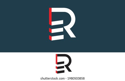 Alphabet letters Initials Monogram logo ER, RE, E and R
