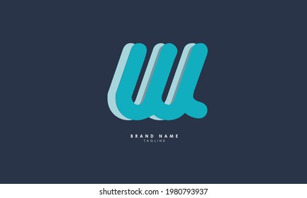 Letras alfabéticas Iniciales Monograma W, WW, W y W
