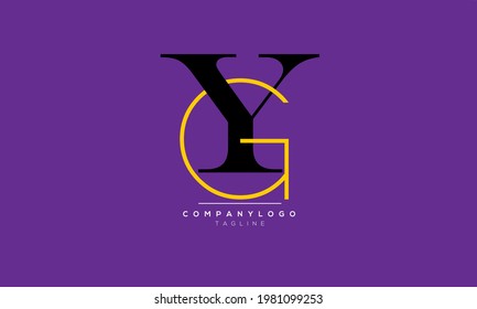 Letras alfabéticas Iniciales Logo de Monograma YG, YG INITIAL, letra YG